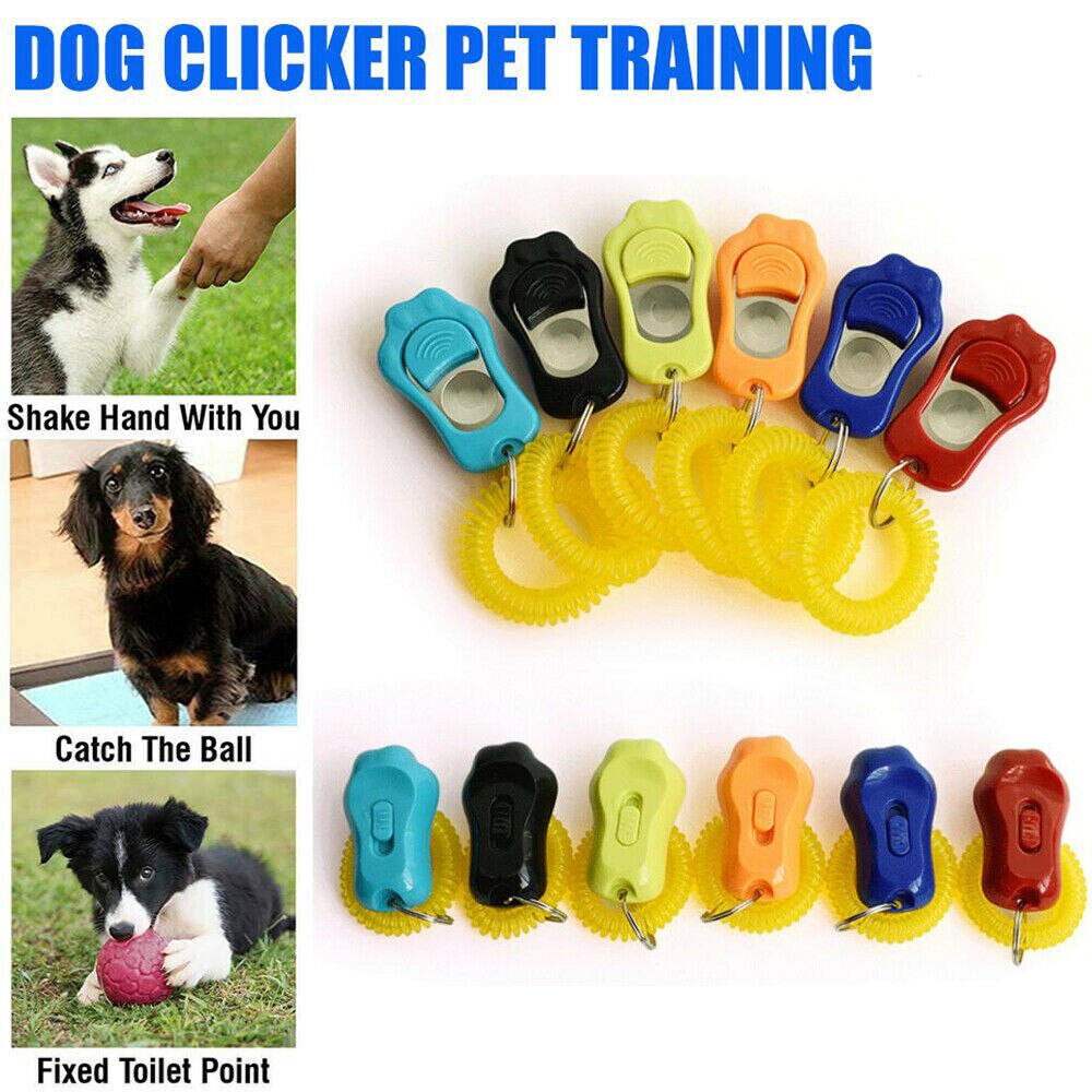 1pc Paw Shape Pet Dog Training Clicker Toys Cat Puppy Button Click Trainer Obedience Aid Wrist ABS 5 colors
