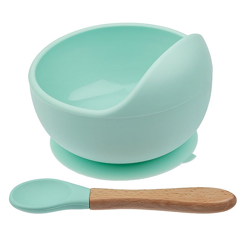 1set Silicone Bib Feeding Set Baby Bowl Tableware Waterproof Spoon Non-Slip BPA Free Silicone Portable Tableware for Children: BBC035-C