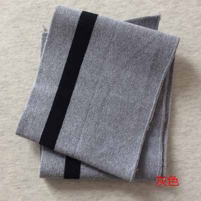 Puños a rayas de algodón, 15x95CM, 670gsm, tejido de punto elástico a rayas para escote, chaqueta de invierno, accesorios de ropa: GrayBlack