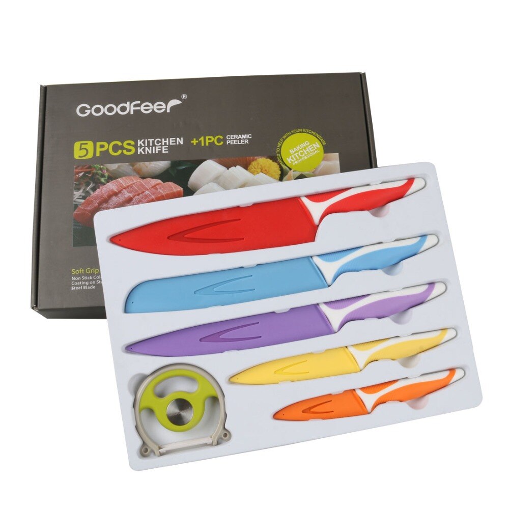Colorful 6 pcs in one set kitchen tools Non-Stick Knife Set stainless steel kitchen knife set