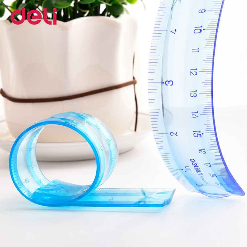 Deli Soft Ruler Multicolour Student Flexible Ruler Infinite Bending Tape Measure Straight Ruler Office School Supplies