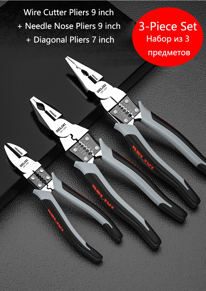 Multifunctional Wire Cutters Pliers Needle Nose Pliers Diagonal Pliers Wire Cable Cutters Hardware Plier Electrician Hand Tools: 3pcs set