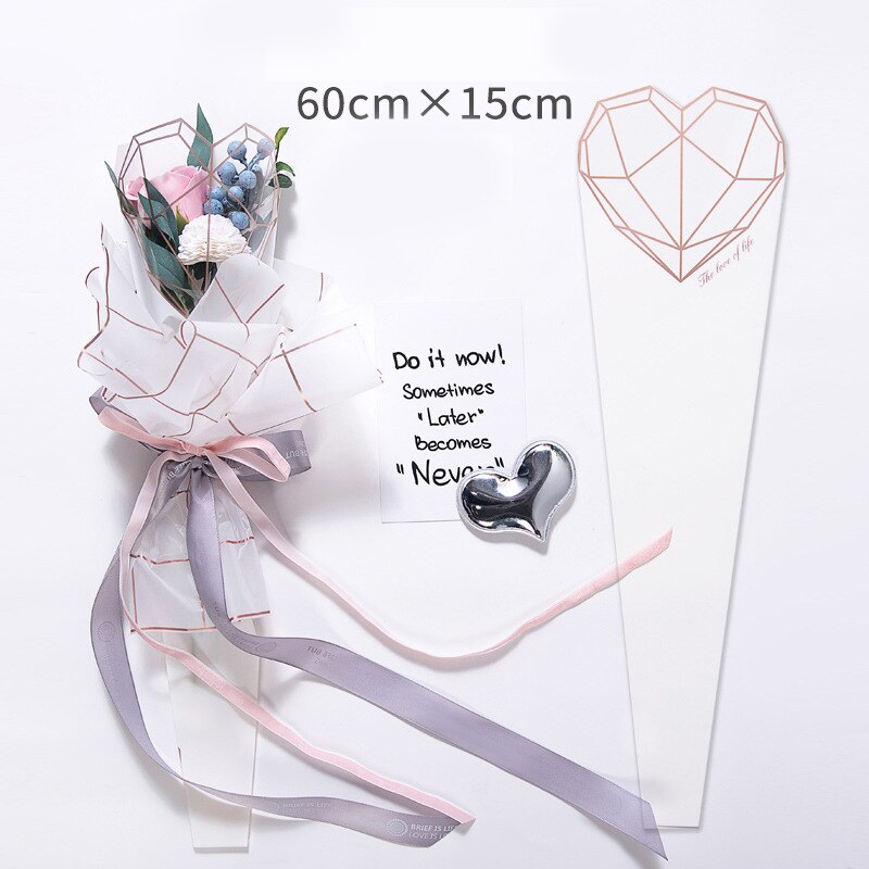 20 st diamantform enkel blompåse bukett omslagspapper plastpåse ros blomma förpackningsmaterial bröllopsinredning