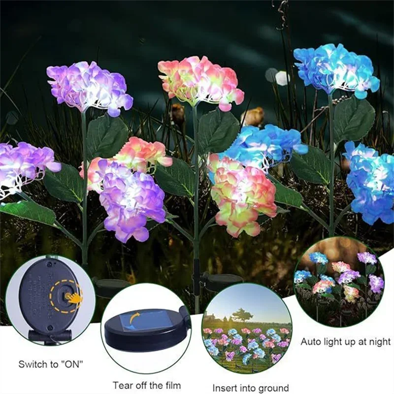 Blomsterlys hagelys gårdsplass dekorasjon utendørs solcelledrevet brodert ball blomsterlys ledet simulering fe lys