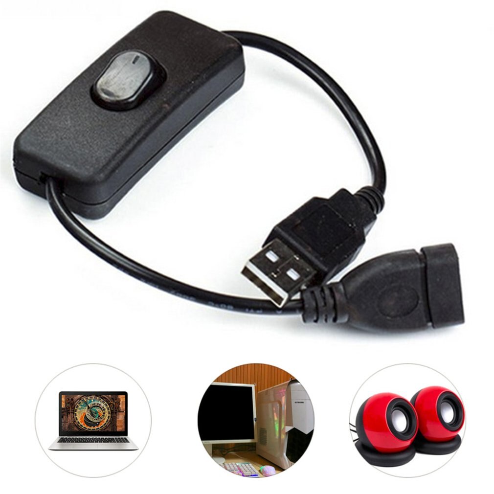 28 cm Zwart USB Kabel Man-vrouw met Schakelaar ON/OFF Kabel Uitbreiding Toggle voor USB Lamp USB fan Power Lijn