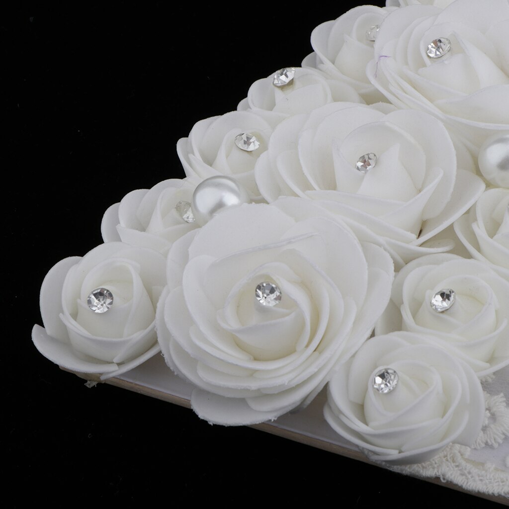 Ventaglio pieghevole per matrimonio bianco per eventi fuori porta, feste di nozze, decorazioni per la tavola