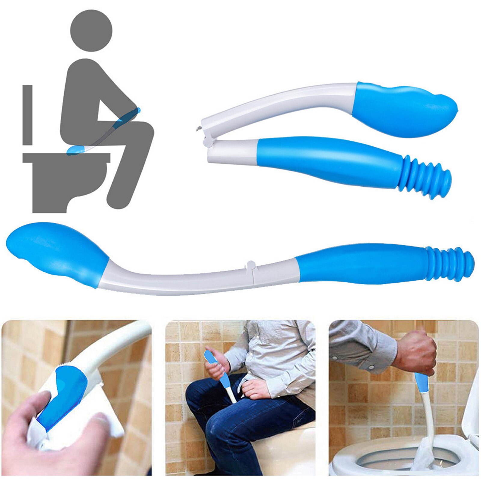 Wc Aids Voor Vegen Badkamer Veeg Assistance Bodem Lange Handvat Bereiken Comfort Ruitenwisser Zelf Veeg Helpen Houder Wc-papier Grip: Default Title