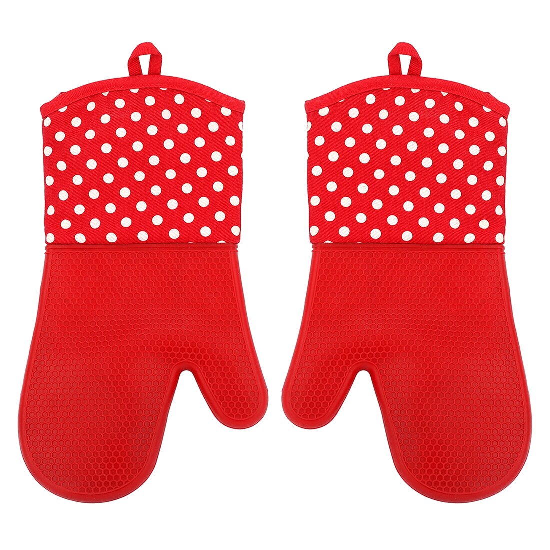 1 Pair Mitts Gloves Kitchen Tools Baking Microwave Oven Cooking Heat Resistant Silicone, Red