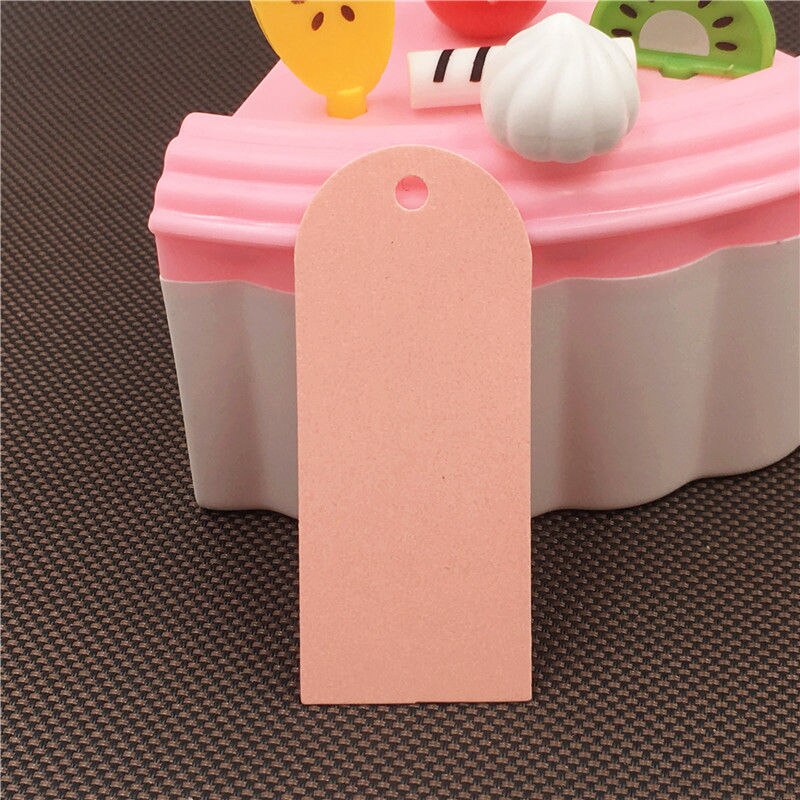 100 unids/lote artesanía de etiquetas colgantes para ropa zapatos y bolsos etiquetas respetuoso del medio ambiente etiquetas, tarjetas de nota de papel de etiquetas de precio: Pink 6x2cm