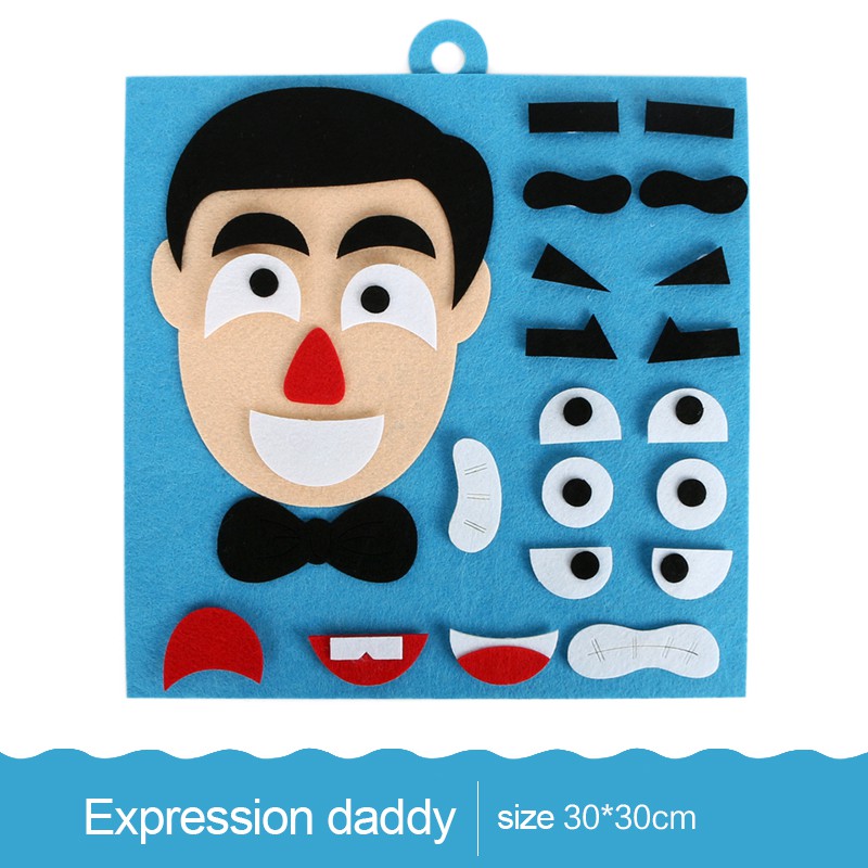 Diy følelser ansigtsudtryk ændre ikke-vævede klistermærker puslespil børn pædagogisk legetøj: Far