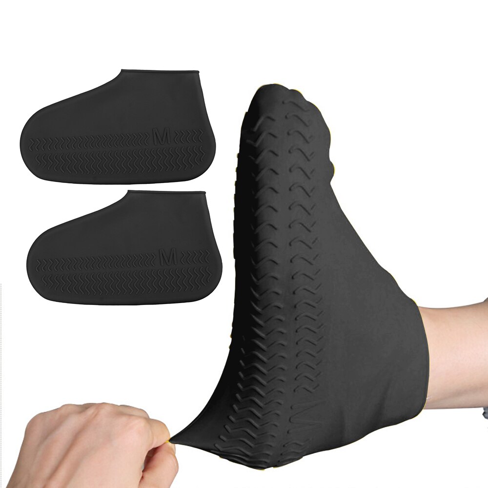 1 paire imperméable à l'eau pluie chaussures couvre S/M/L réutilisable Silicone chaussure couverture antidérapant caoutchouc pluie botte pour Camping en plein air