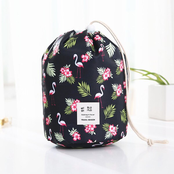 Portable drawstring Cosmetic Bag Women Travel Necessarie Make up Organizer Female Toiletry Kit Case Makeup Wash Storage Pouch: Navy Bird