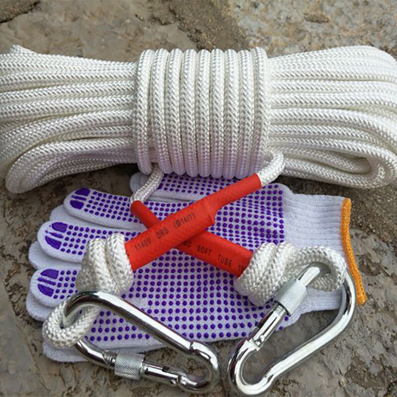 Steel core Fire double Hook Outdoor Fire resistant Descent Escape 20M Fire Safety Rope Household Escape Climbing Safety Rope