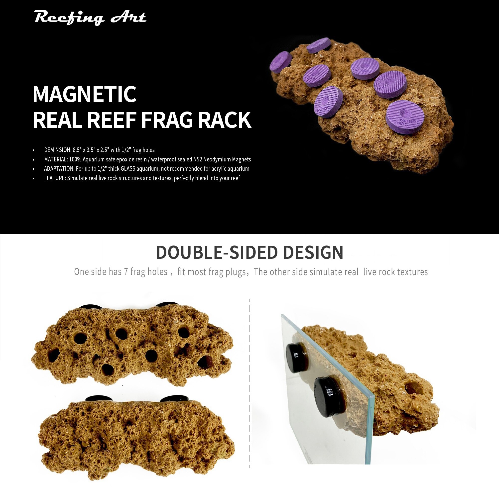 DW Aquarium REEFING ART Super Clear Acrylic Magnetic Coral Frag Plugs Rack Holder Fish Tank For 6 - 20MM Glass Thickness