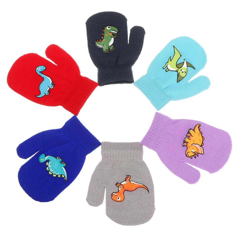 2 arten Winter Warme Handschuhe Kinder Nette Cartoon Dinosaurier Verdickt Volle Finger Handschuhe Kinder Outdoor Sport Handschuhe