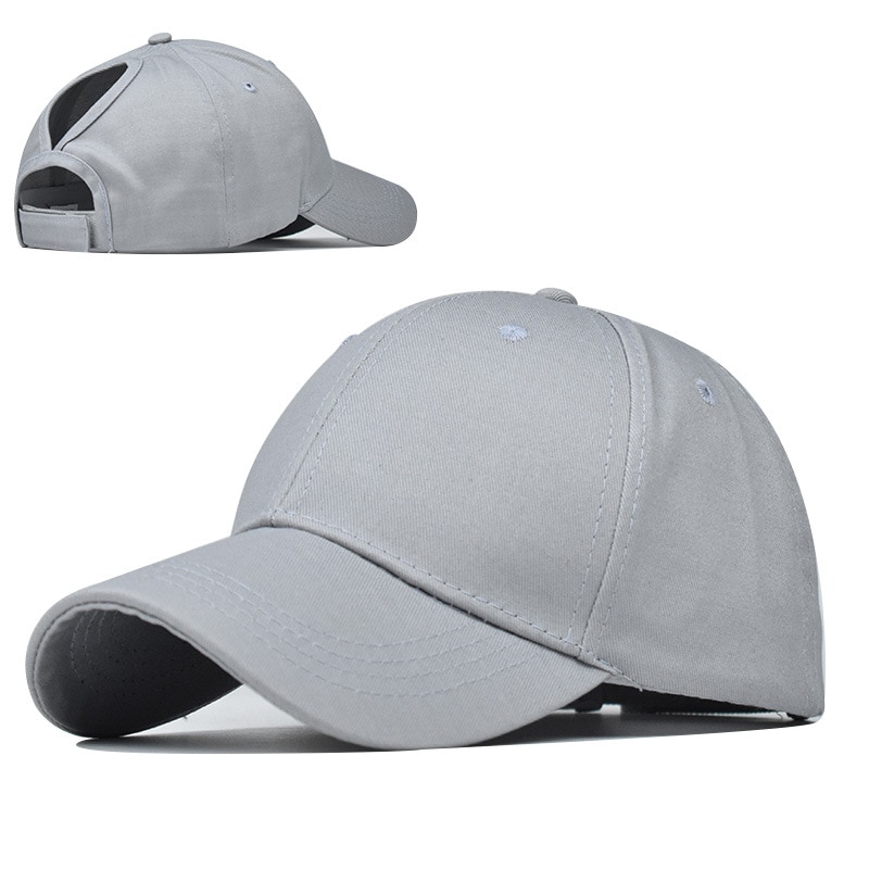 Semplice Coda di Cavallo Berretto Da Tennis Delle Donne Della Ragazza Solido Regolabile di Snapback di comfort del Cotone Cappelli Estivi Casual Protezioni di Sport di Trasporto di Goccia: gray