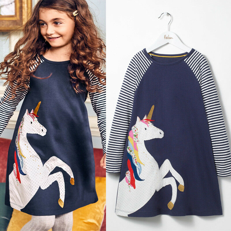 Langarm Kinder Kleider Für Mädchen Einhorn Vestidos Kinder Winter Party Kleid Baby Mädchen Kleidung Tier Cartoon Kostüm