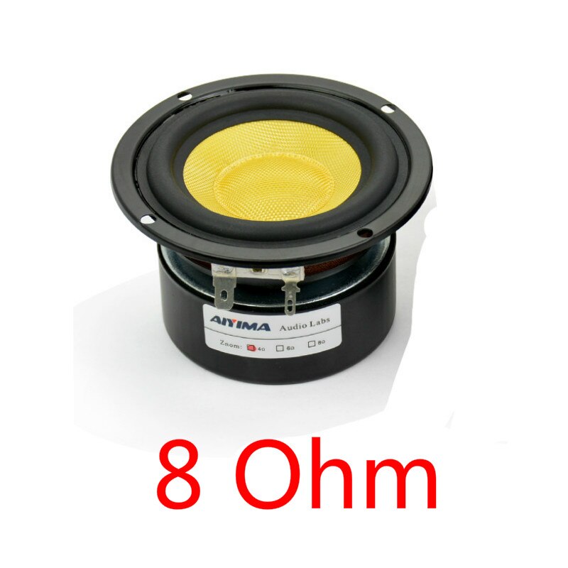 Aiyima - 2 altavoces estéreo de graves y medios de 3 pulgadas, subwoofer de 4/ 8 ohmios y 25w subwoofers de rango completo para cine en casa, altavoces hifi diy: 8 ohm