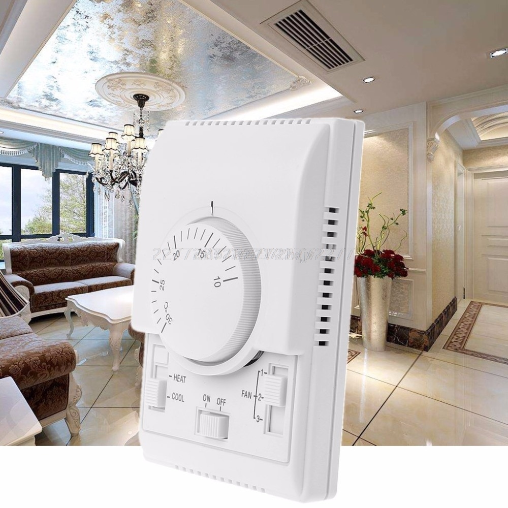 AC 220V Room Mechanical Thermostat Control Switch Air Conditioner Fan Coil Temperature Controller My02 19