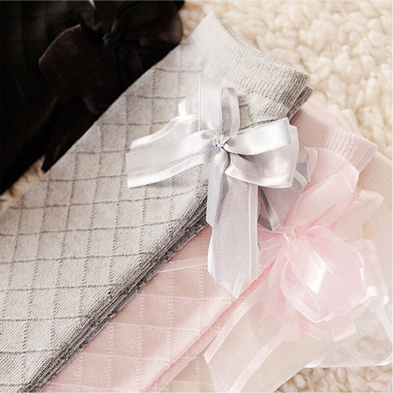 Baby Girls Knee High Socks For Children Princess Leg Warmers Cute Mesh Lace Bows Solid Cotton Girl Long Tube Kids Socks