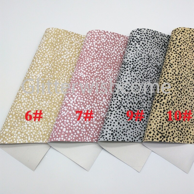 Vinilo de tamaño A4 de 21X29 CM Glitterwishcome para lazos impresos puntos de cuero brillante Fabirc hojas de cuero de imitación para lazos ¡GM340B