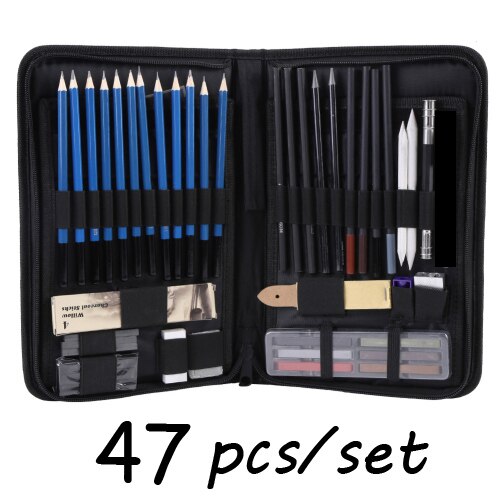 31/40/47Pcs Sketch Pencils Set for Artist Paint Draw Sketch Pencil Art Set Sketch Graphite Charcoal Drawing Tool: 47 Sketch Pencils