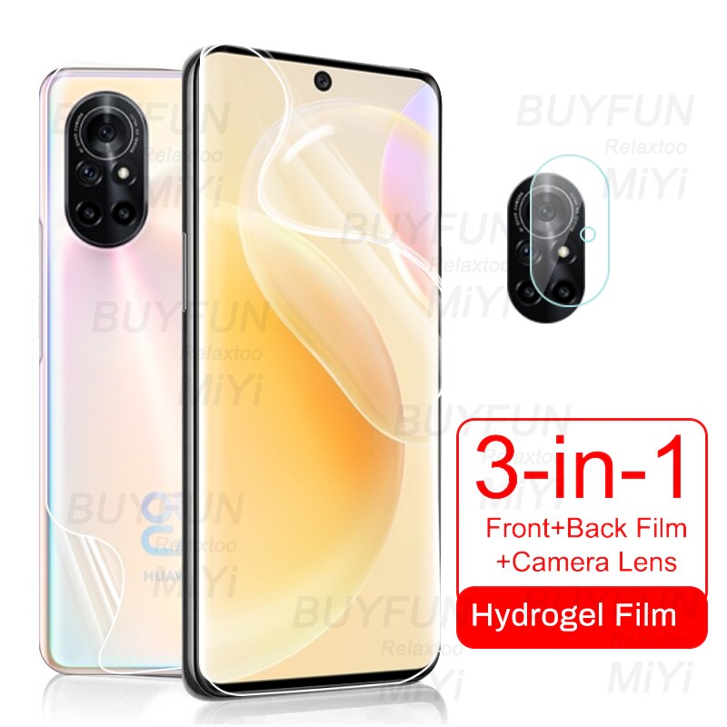 999D Front Back Hydrogel Film Voor Huawei Nova 8 Hd Explosieveilige Screen Protectors Niet Glas Hauwei Huawey Nova8 camera Glas: 3in1