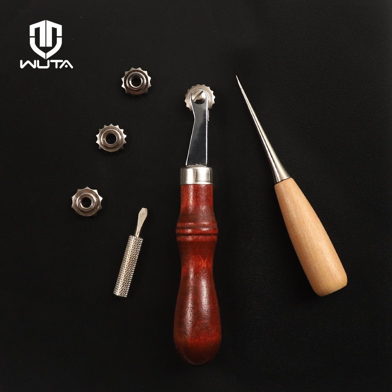 WUTA, juego de puntadas de cuero de , punzón, punzón, puntada a mano, cuero, costura, agujeros, herramientas de manualidades DIY con 4 ruedas