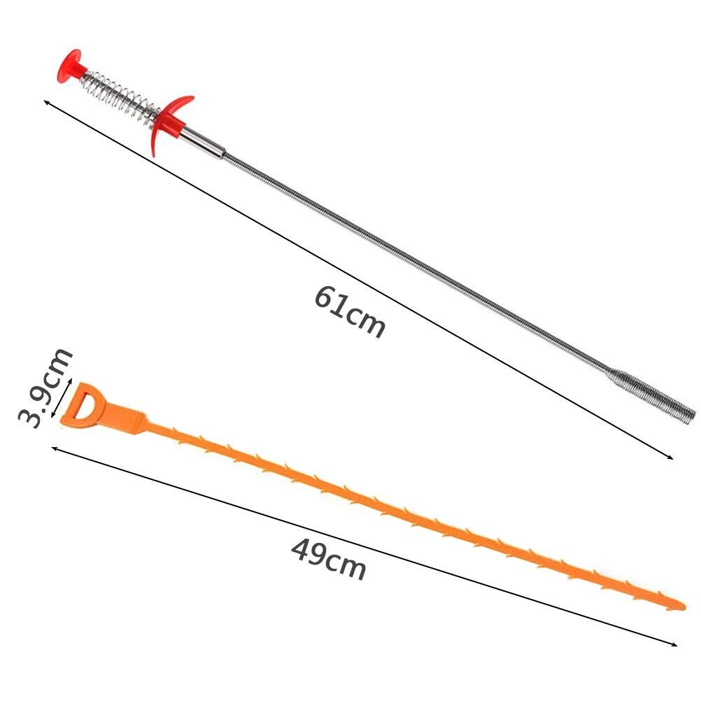 7Pcs Drain Snake Set, 5Pcs Drain Relief Tool + 2Pcs Drain Snake Hair Clog Remover for Kitchen Sink Bathtub Shower