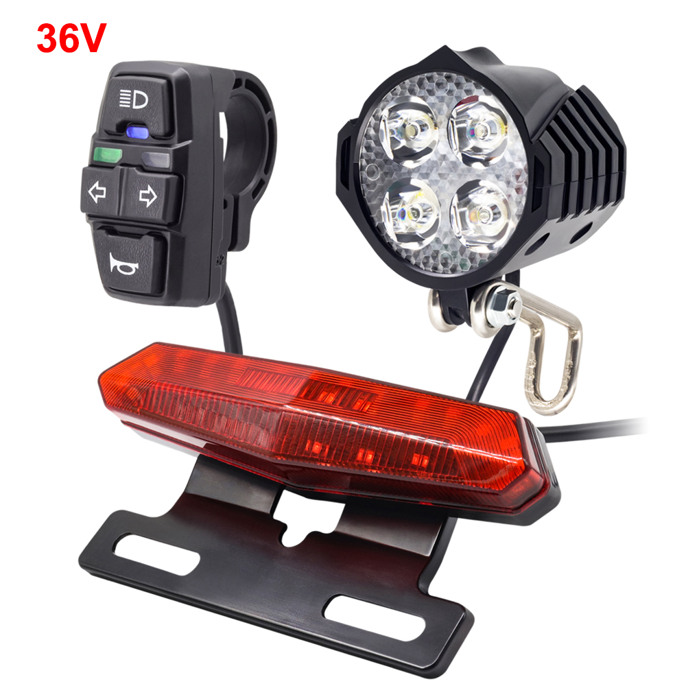 Ebike Turn Signal Rear Light Brake Include 36V 48V E-Bike Headlight with Switch DK336 For Electric Bike and Scooter Lamp: Dark Khaki