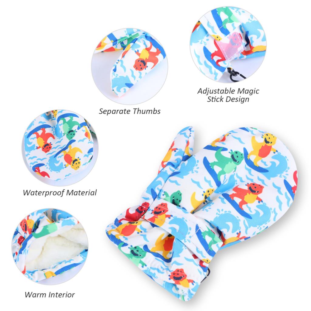 CYSINCOS Winter Children Print Cartoon Thickening Ski Gloves Kids Windproof Waterproof Non-slip Long-sleeved Mittens