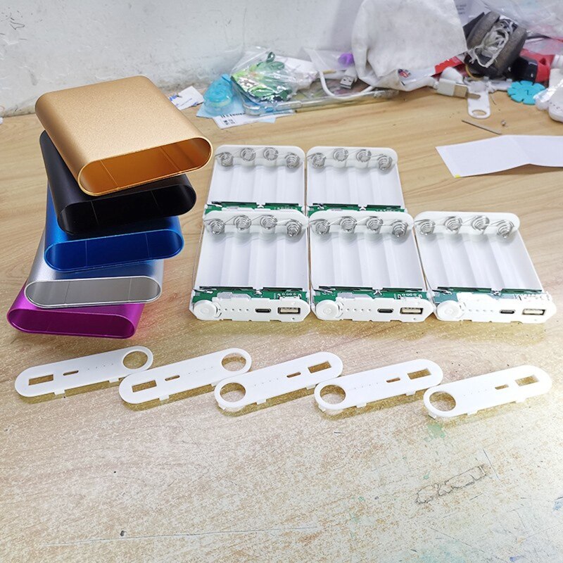 5 Colors Metal Power Bank DIY Kit Storage Case Box Free Welding Suit 4X 18650 Battery 5V 2.1A USB External Charger Smart Phone