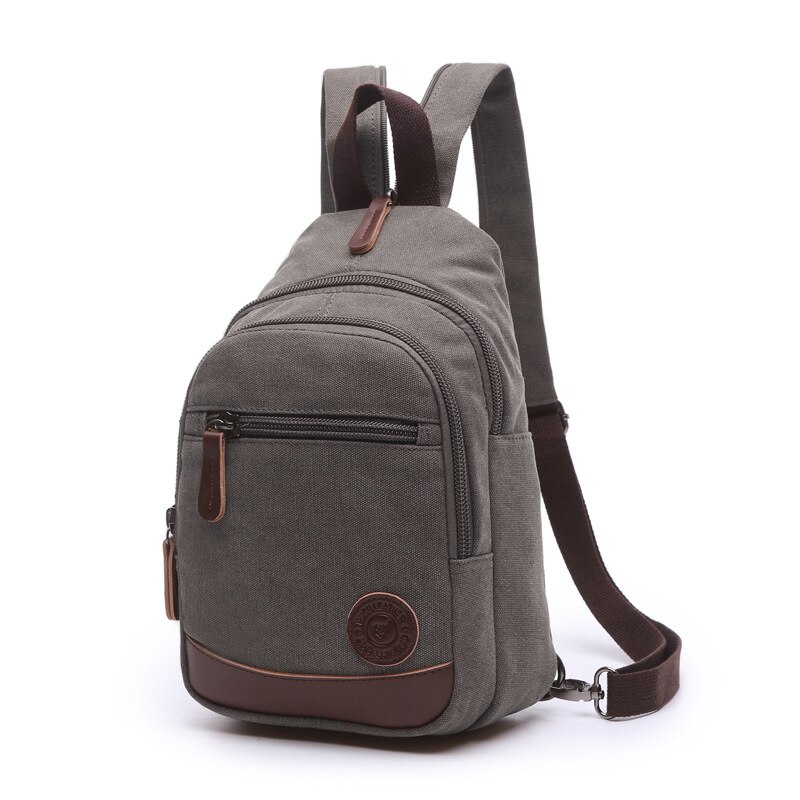 Boshikang Canvas Women Backpack School Bag Small Student Bag Female Shoulder Bag Zipper 8 Color Daily Chest Daypack: grey