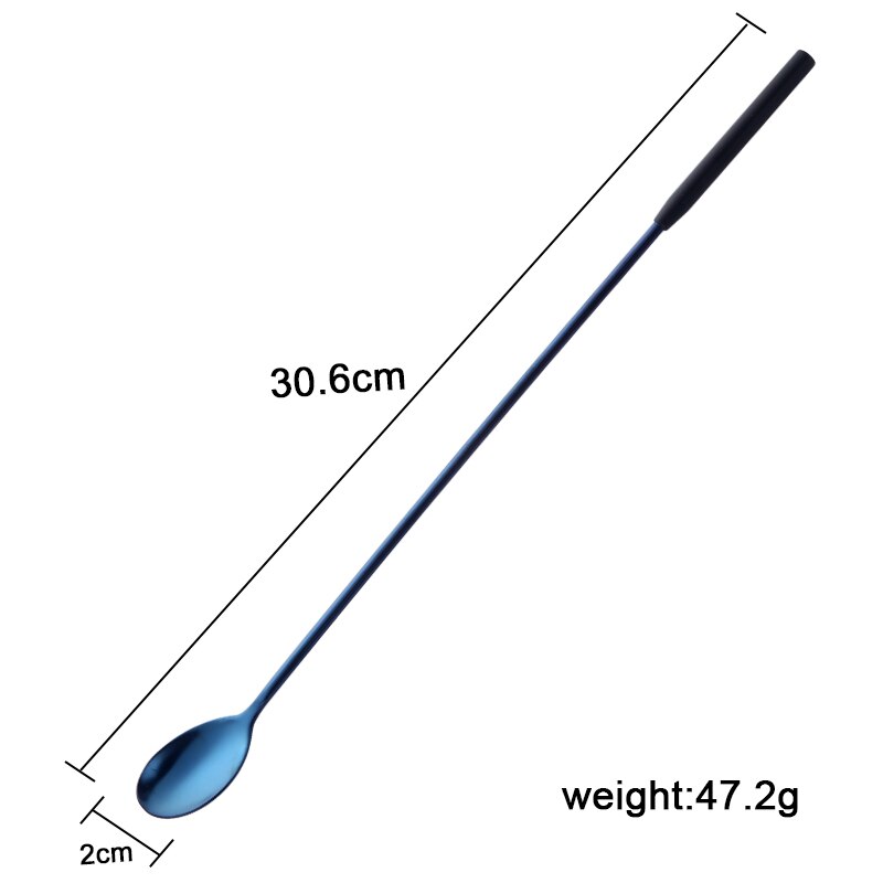 7 Color Cocktail Japanese Bar Spoon Long 304 Stainless Steel Spiral Pattern 12 Inch Bar Cocktail Shaker Wine Spoon Bar Tool: Blue
