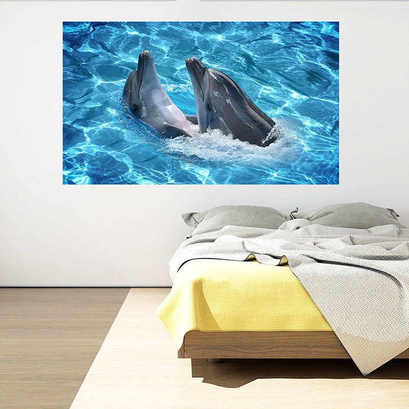 3D Wall Sticker Dolphin Self-adhesive Removable Waterproof DIY Decals Floor Stickers For Bedroom Living Room Bathroom