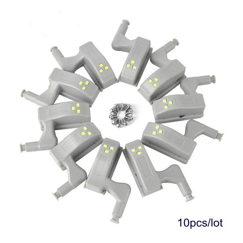 10 stuks universele led-verlichting onder kasten, kast, kledingkast, binnenscharnier, led-keuken, nachtlampje, draadloze kastverlichting
