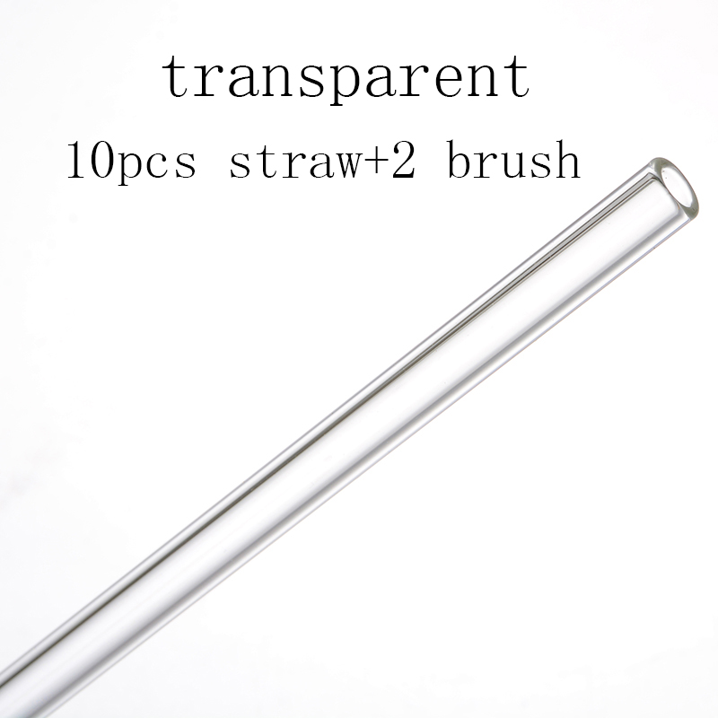 Paille en verre réutilisable faite à la main avec 2 pièces, brosse de nettoyage , pipette droite en verre, Tubularis: transparent