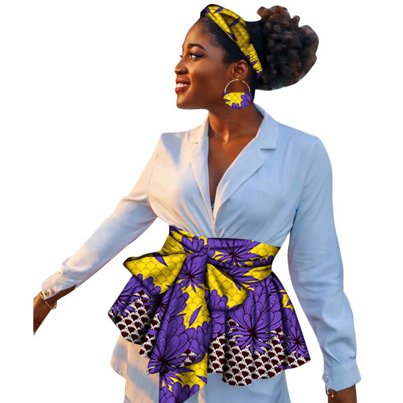 Cinturón de cintura alta de estilo africano para mujer, ropa india, Vintage, flor, línea A, asimétrico