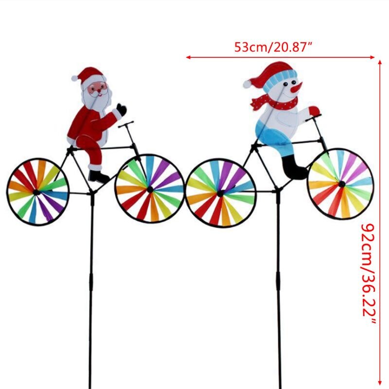 3d store snemand julemand på cykel vindmølle vind spinner whirligig gård haveindretning jul  y4qa