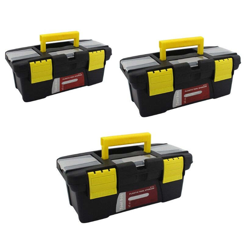 Caja de herramientas de plástico portátil, caja de herramientas de mantenimiento multifunción para el hogar, caja de almacenamiento para coche, caja de herramientas anticaída