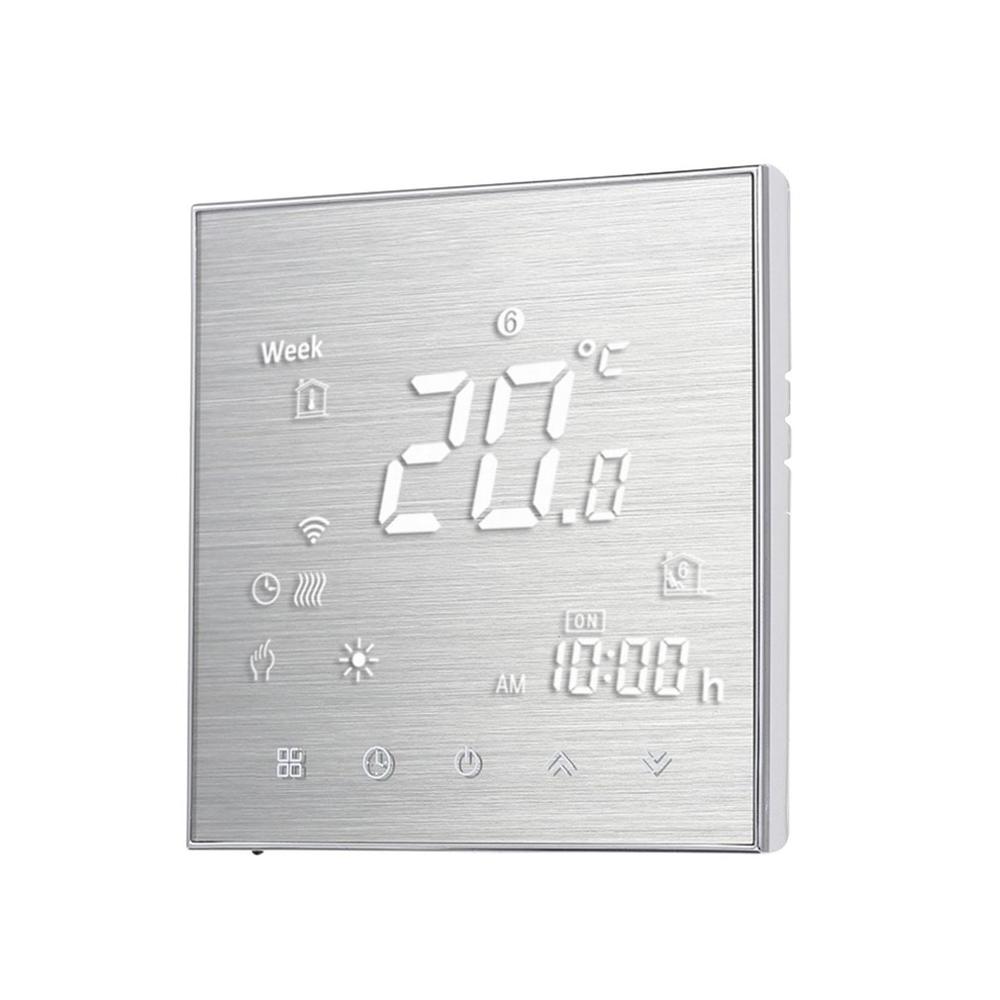 Wifi Voice Control Smart Water Thermostat Controller Water Heating Interface Digital Temperature Controller For European: brushed-aluminium