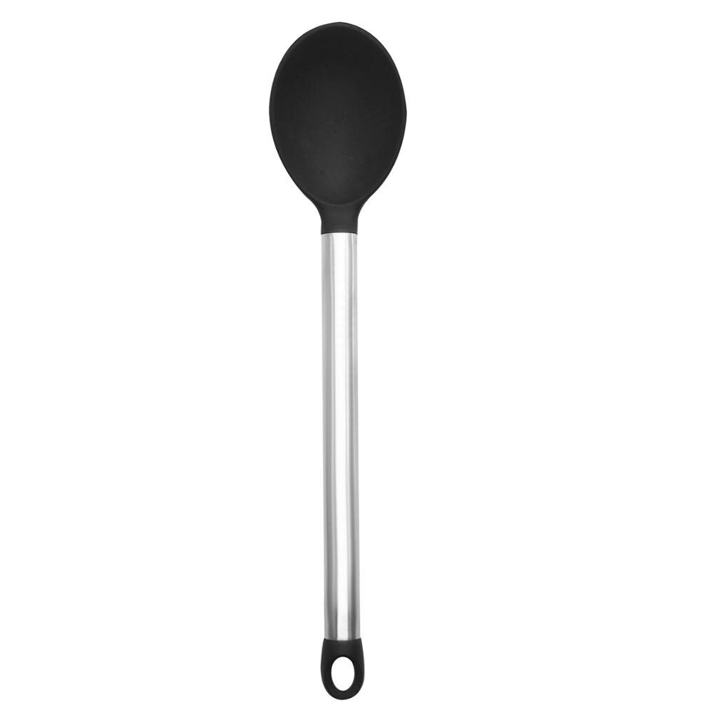 Utensilios de cocina de silicona con espátula, batidor, pinzas, cuchara giratoria, accesorios de cocina de acero inoxidable, 1 Uds.: No7 Serving Spoon