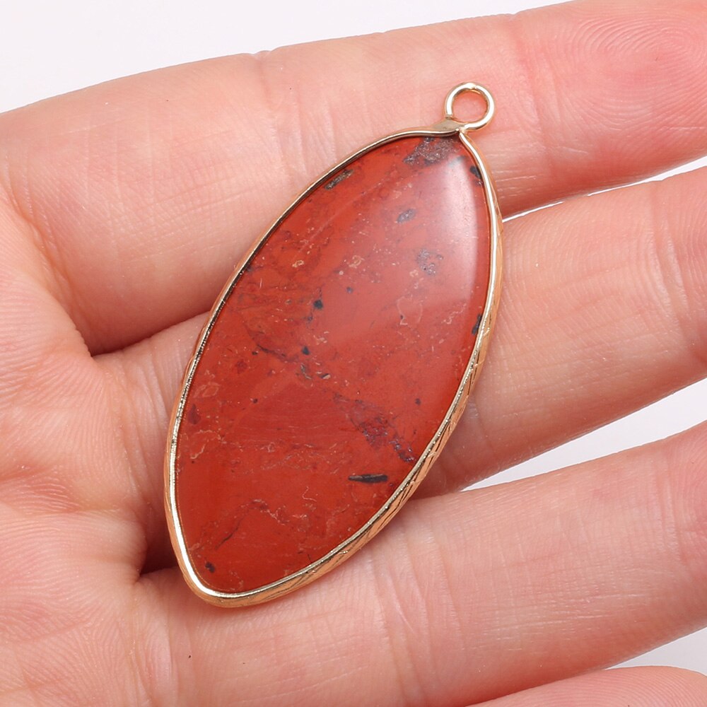 Natural Stone Agates Pendants Horse Eye Shape exquisite Charm for Jewelry Making Diy earring necklace Bracelet accessories: Rainbow Stone