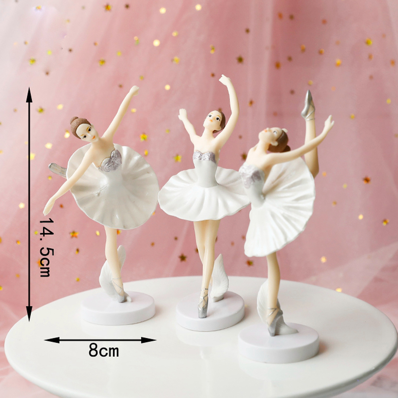 White Pink Ballet Girls Decoration Hook Flower Happy Birthday Cake Topper Wedding Bride for Party Supplies Baking Love: Olive