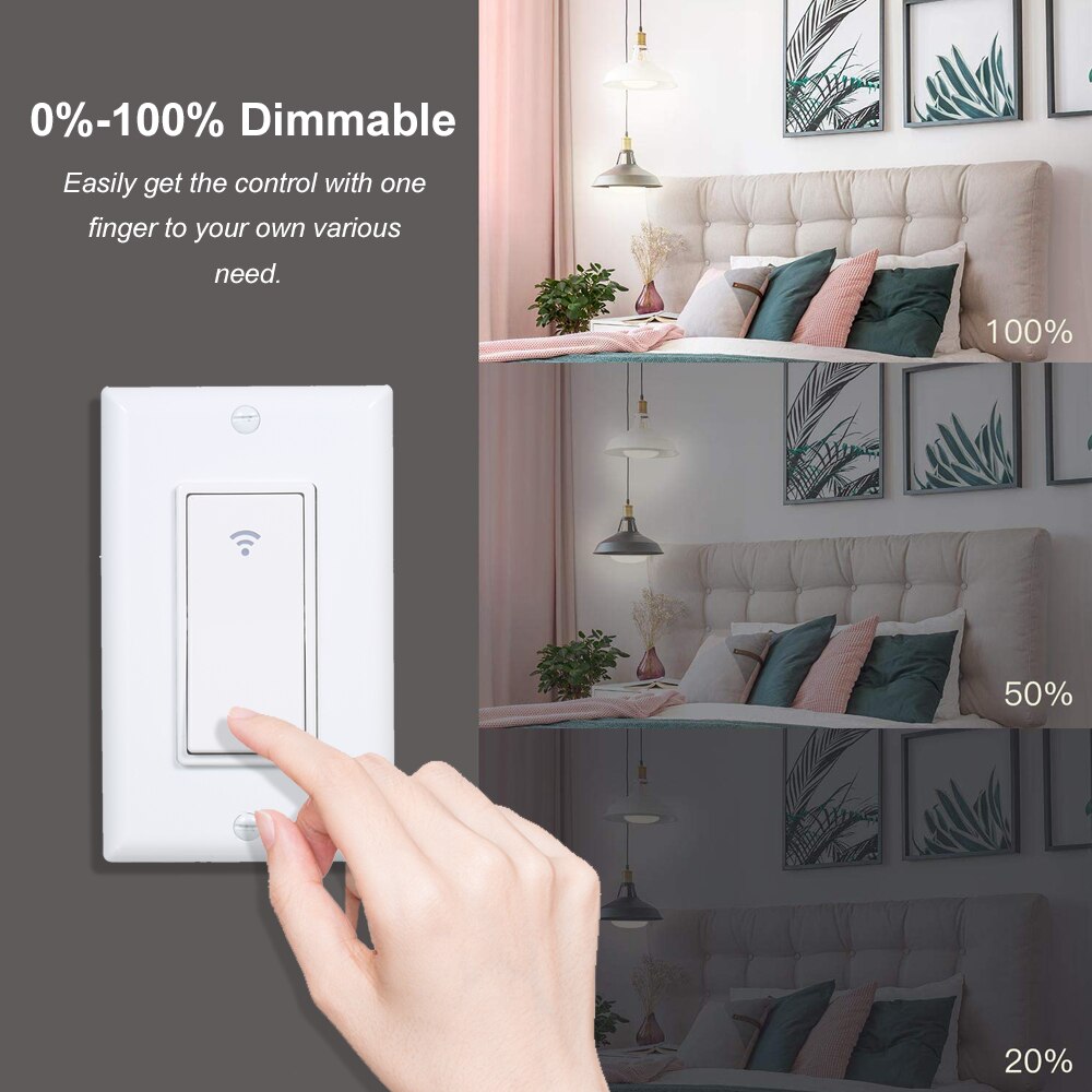 Smart Light Switch Separate Control In-Wall WiFi Smart Switch for Alexa Google Assistant No Hub Required Remote Control Switch