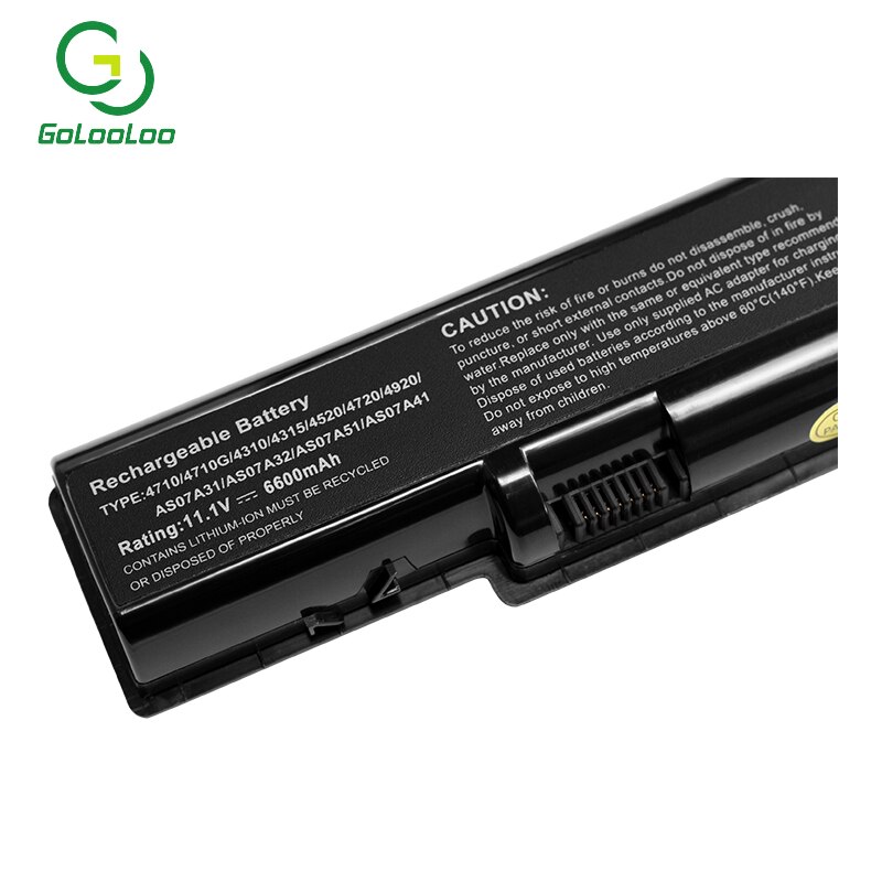 6600MAh Laptop Battery For Acer AK.006BT.020 AK.006BT.025 As07a51 AS07A31 AS07A32 AS07A41 S07A51 AS07A52 AS07A71 AS07A72 AS09A61
