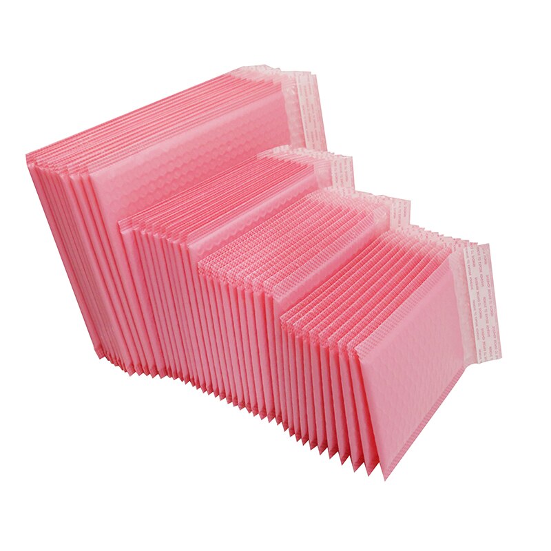 50pcs Express Packing Bag Bubble Envelope Pink Mail Envelope Lined Polymail Bag Self-sealing Book and Magazine Packing Bag