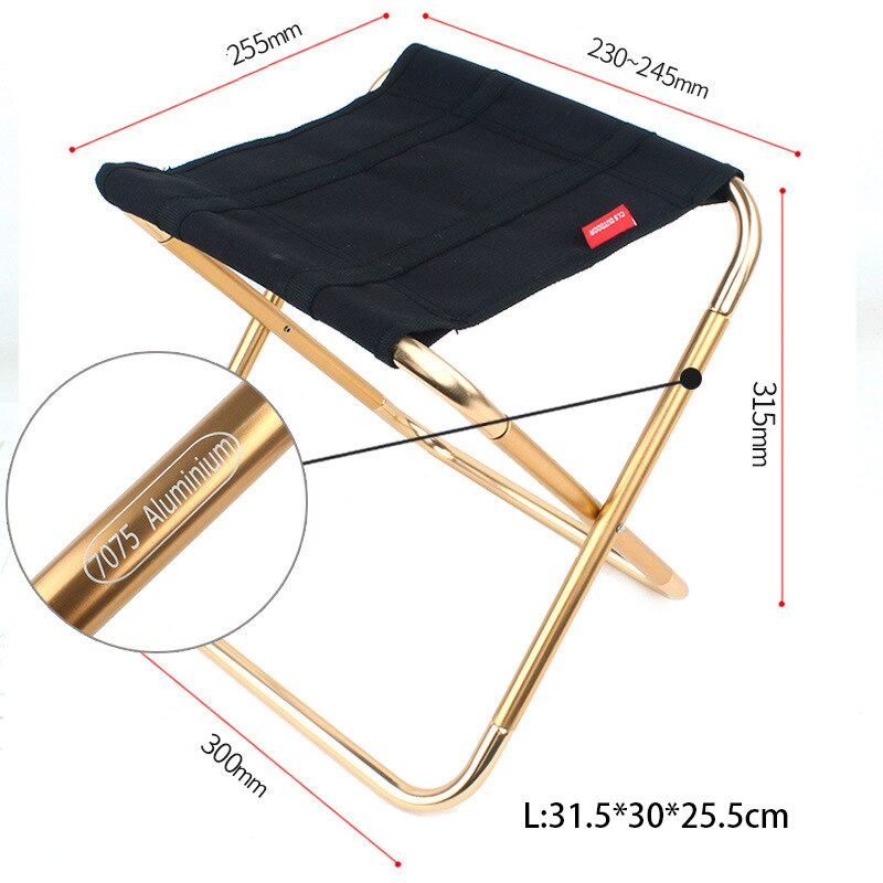 Udendørs klapstol letvægts picnic camping fiskestol 7075 aluminiumslegering let at bære bærbar klapstol