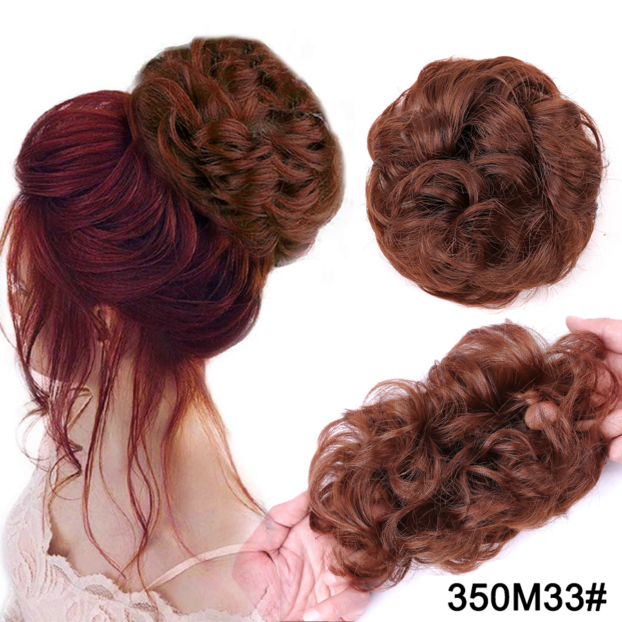 Moños de pelo rizado elástico sintético, extensiones de pelo para envolver cola de caballo, Updos, moño despeinado, postizos para mujeres y niñas: 4/30HL