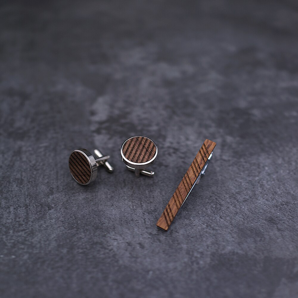 Pince à cravate en bois de pour hommes, pour hommes, ensemble de bijoux